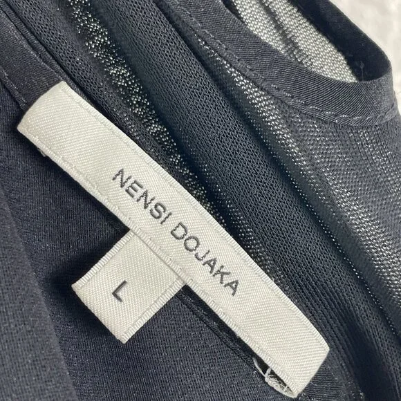 Nensi Dojaka Womens Large Black Sheer Long Sleeve Cutout Top Blouse - Picture 4 of 12